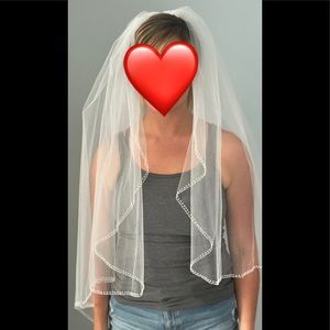 White Wedding Veil with Beautiful Beading